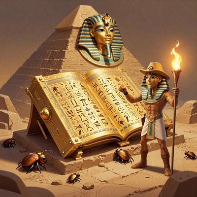 Book of Dead Slot mit &auml;gyptischem Buch und Hieroglyphen