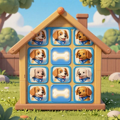 Dog House Megaways Slot mit Cartoon-Hunden und Knochen-Symbolen